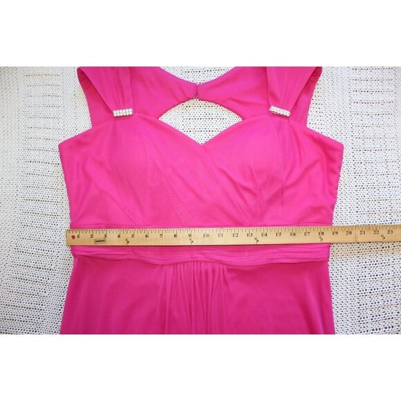 NWT Cinderella A Line Maxi Dress Bead Accented Fuchsia Gown Size 2XL Bridesmaid - Picture 3 of 12